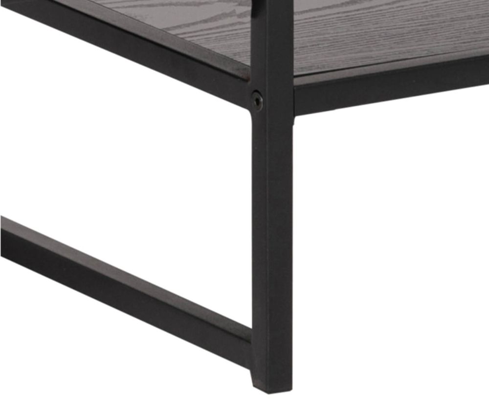Seaford Black Metal Open TV Unit with 3 Black Shelves