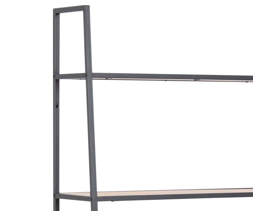 Seaford Black Metal Ladder Bookcase with 5 Oak Shelves