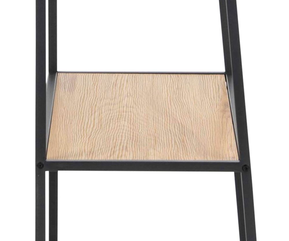 Seaford Black Metal Ladder Bookcase with 5 Oak Shelves