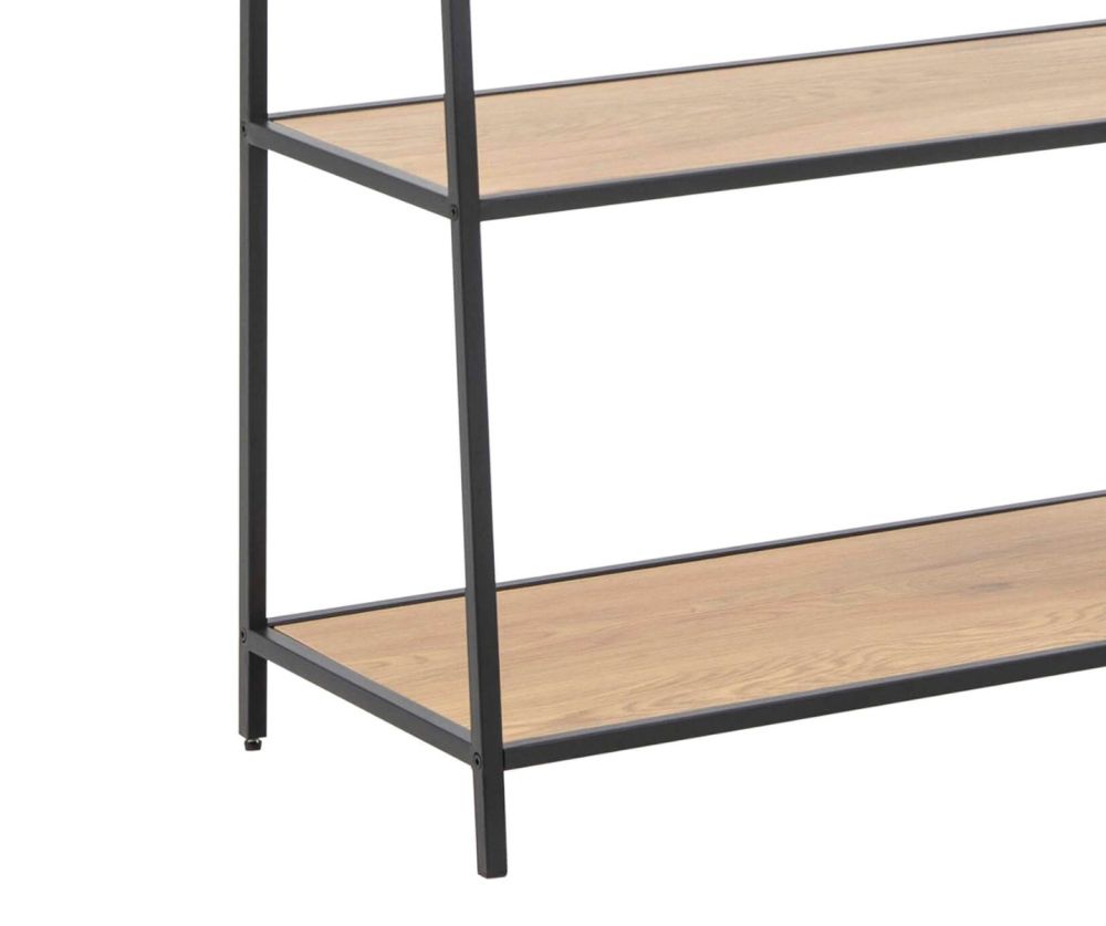 Seaford Black Metal Ladder Bookcase with 5 Oak Shelves