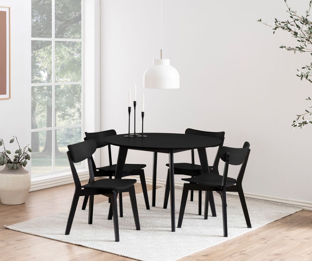 Roxby Black Round Dining Table(W105)