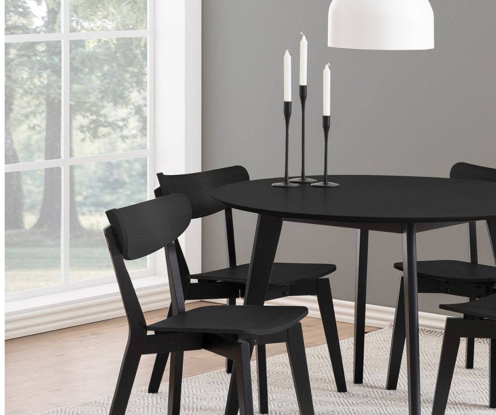Roxby Black Round Dining Table(W105)