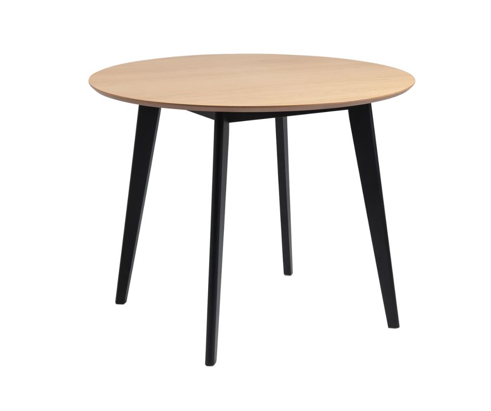Roxby Oak And Black Round Dining Table 