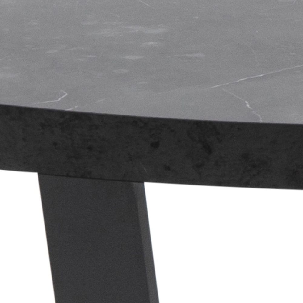 Amble Black Marble Melamine Top Round Coffee Table with Black Legs