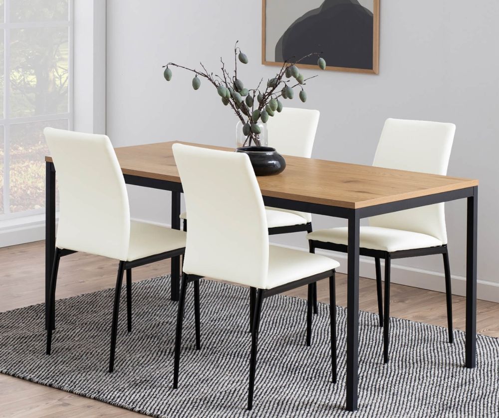 Seaford Black and Oak Dining Table