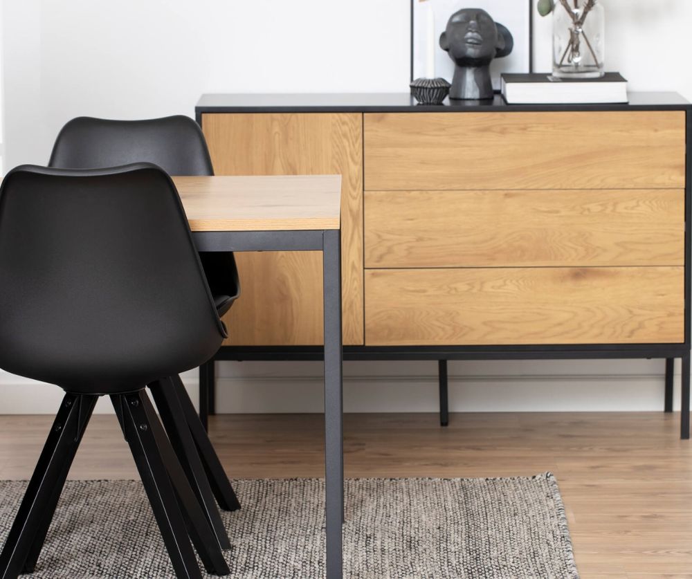 Seaford Black and Oak Dining Table