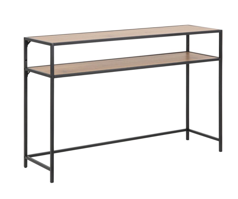 Seaford Black Metal Console Table with Oak Top