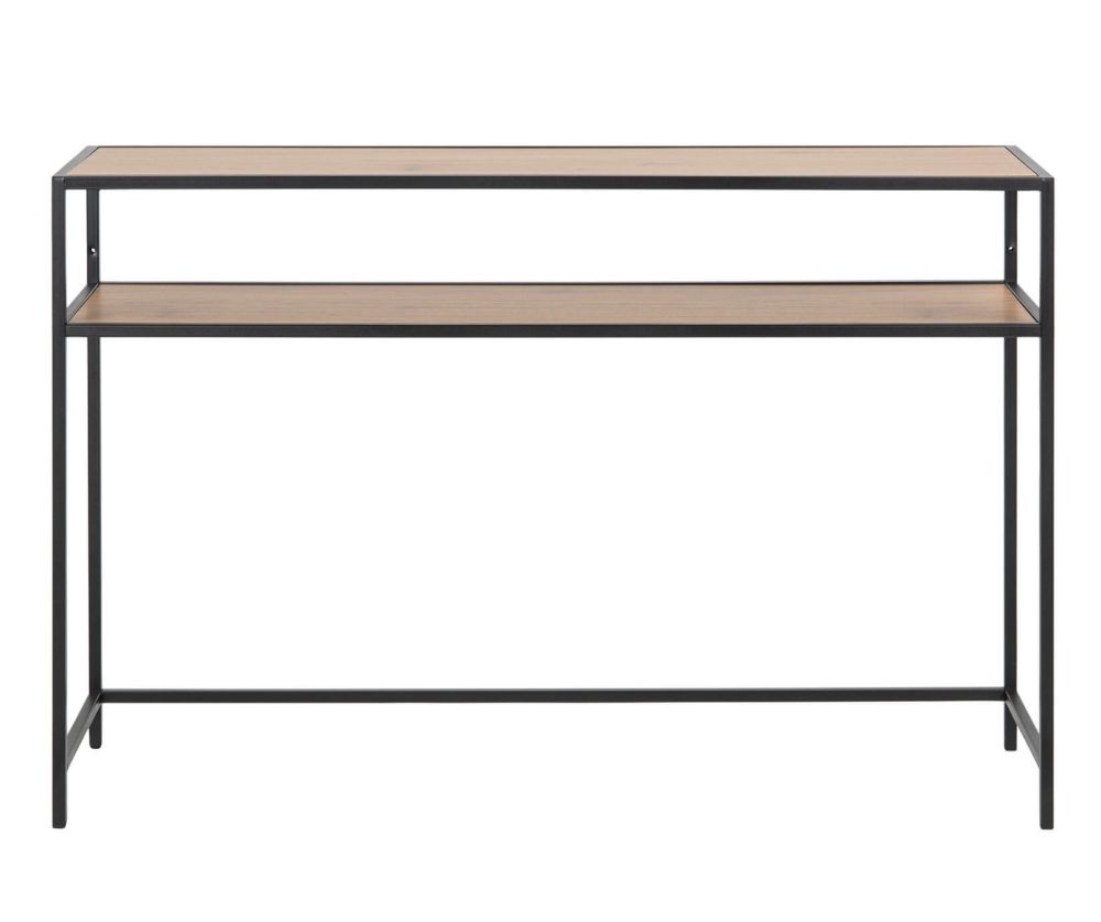 Seaford Black Metal Console Table with Oak Top