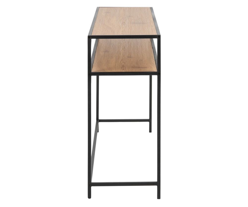 Seaford Black Metal Console Table with Oak Top