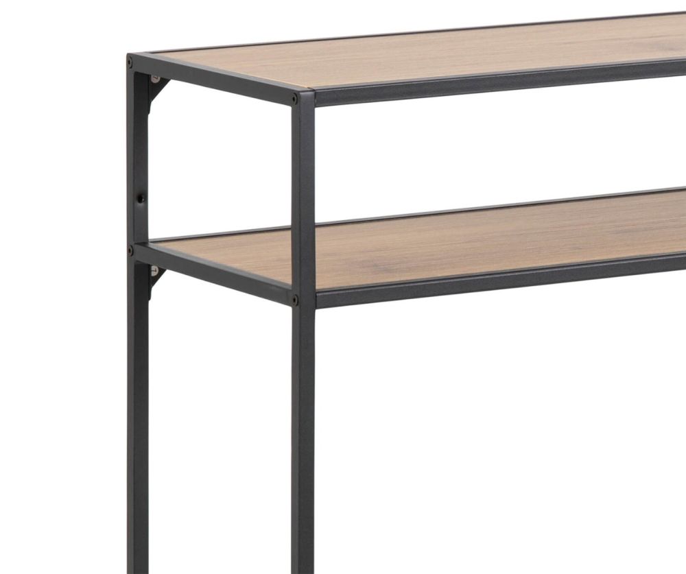 Seaford Black Metal Console Table with Oak Top