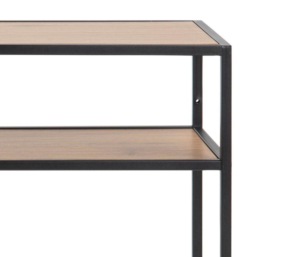Seaford Black Metal Console Table with Oak Top