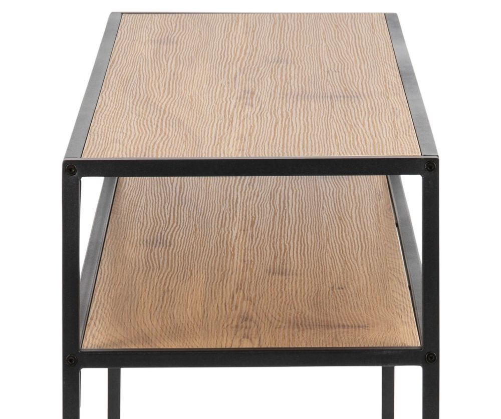 Seaford Black Metal Console Table with Oak Top