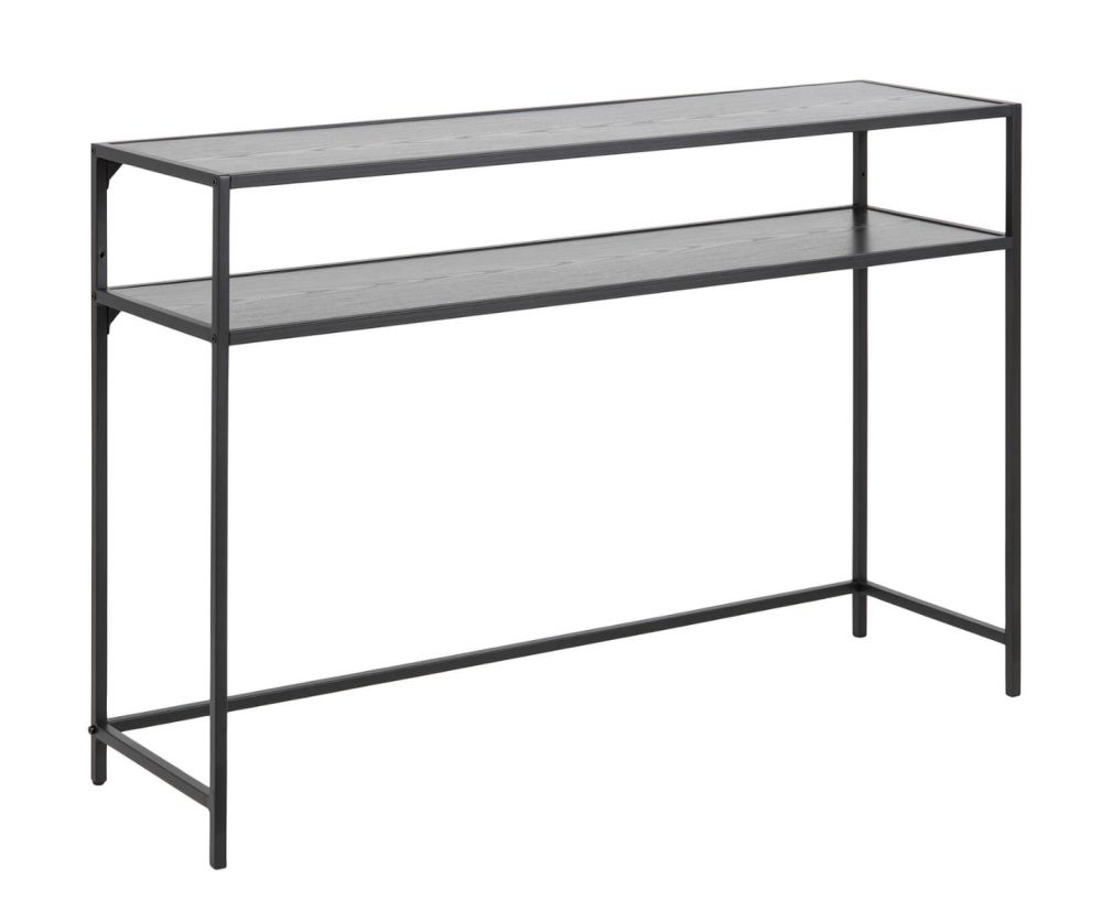 Seaford Black Metal Console Table with Black Top