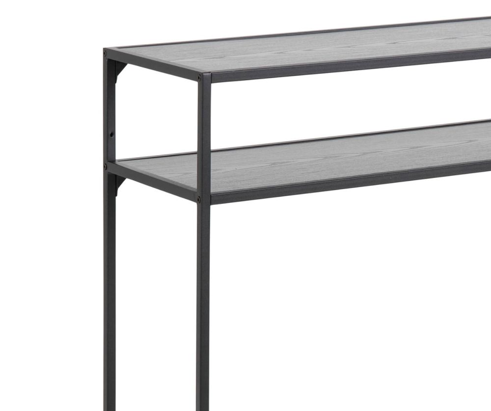 Seaford Black Metal Console Table with Black Top