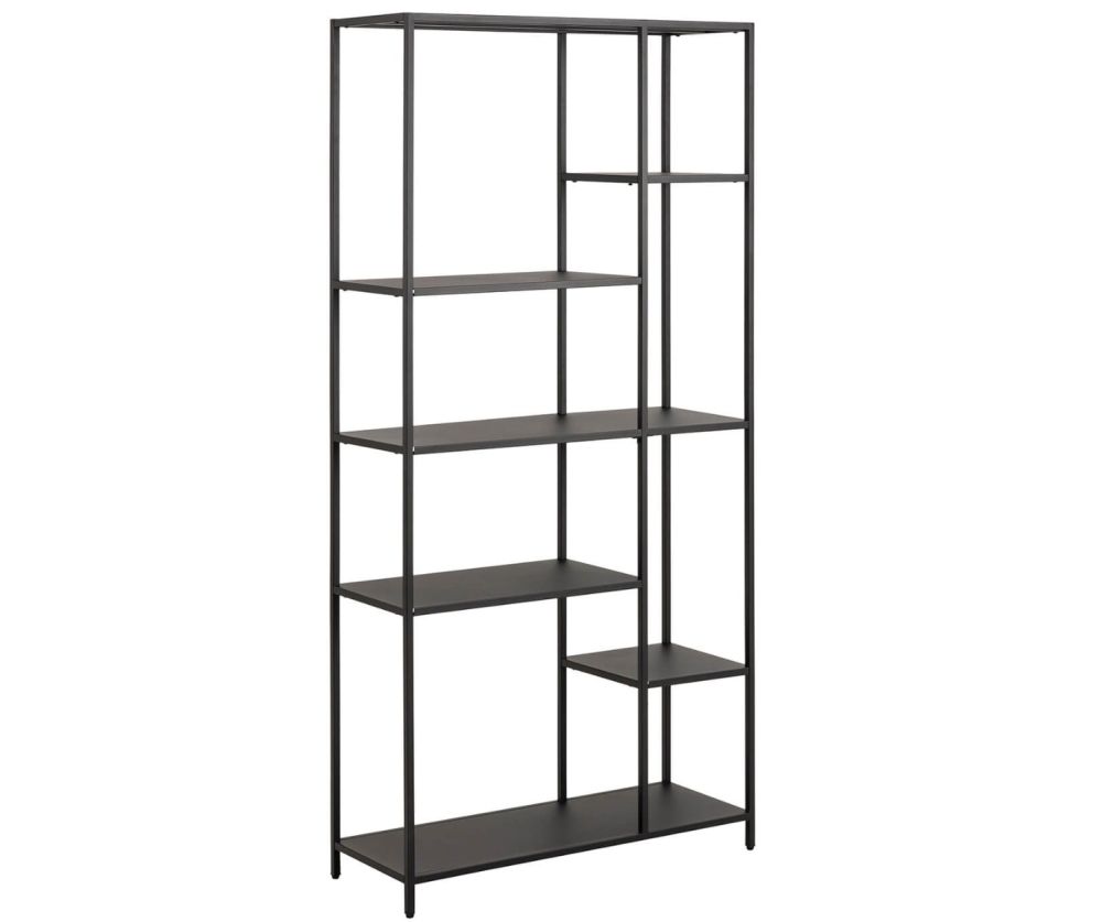 Newcastle Matt Black 6 Shelves Asymmetrical Bookcase 