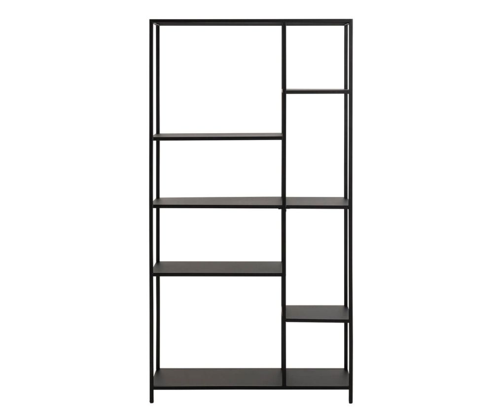 Newcastle Matt Black 6 Shelves Asymmetrical Bookcase 