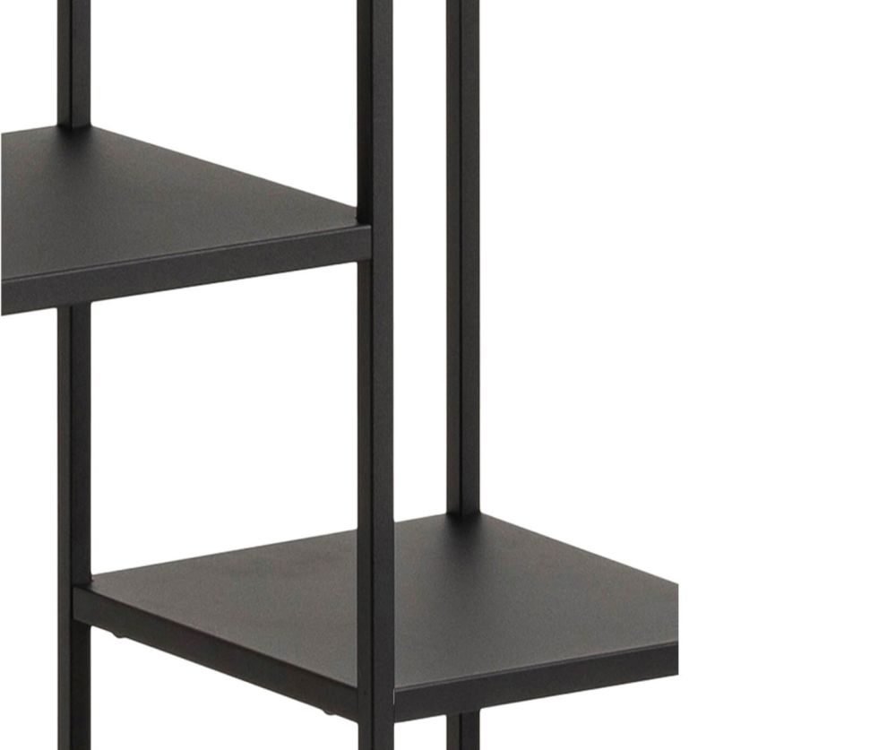 Newcastle Matt Black 6 Shelves Asymmetrical Bookcase 
