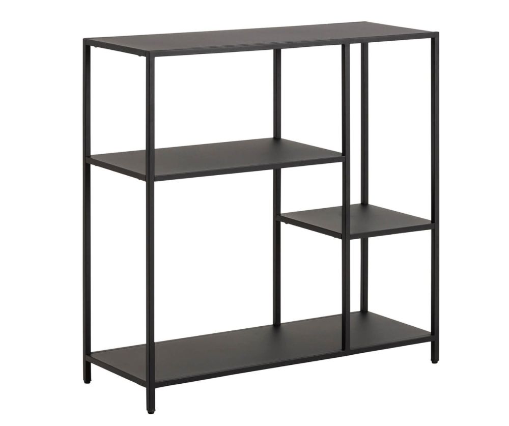 Newcastle Matt Black 3 Shelves Asymmetrical Bookcase 