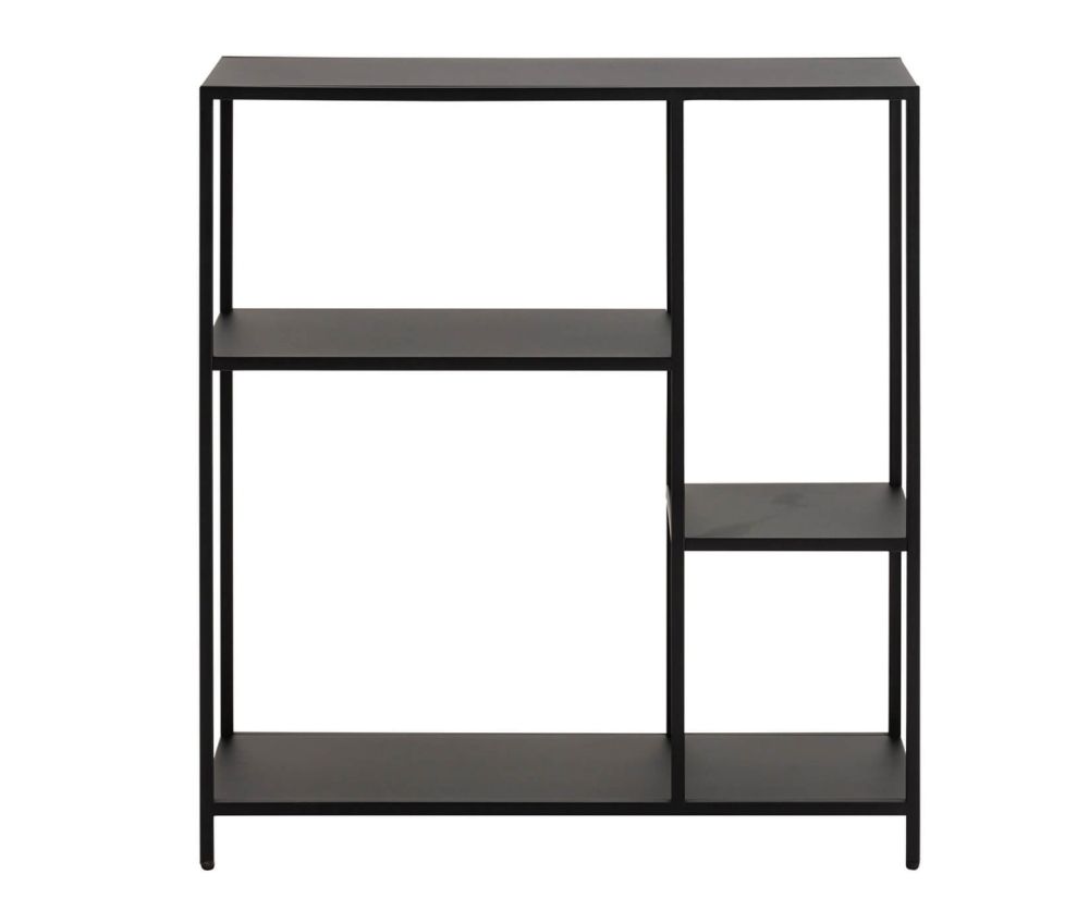 Newcastle Matt Black 3 Shelves Asymmetrical Bookcase 