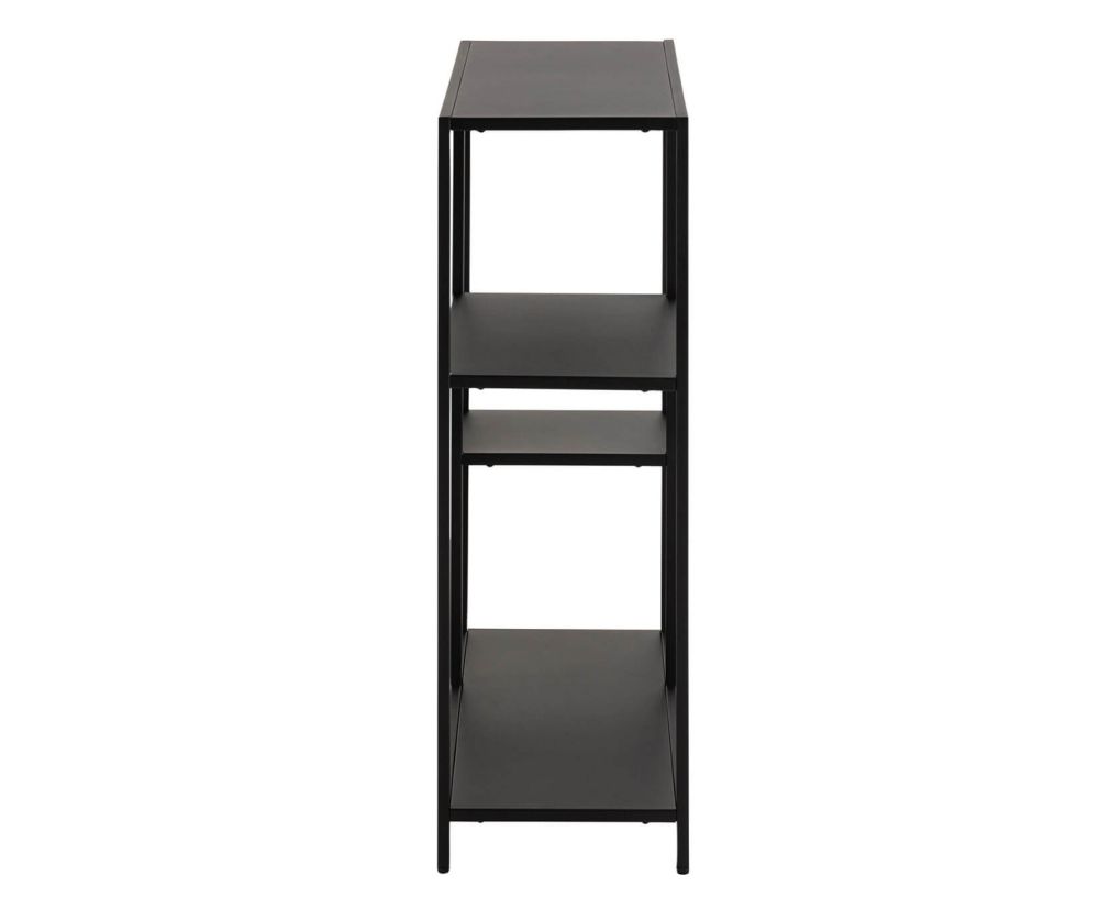 Newcastle Matt Black 3 Shelves Asymmetrical Bookcase 