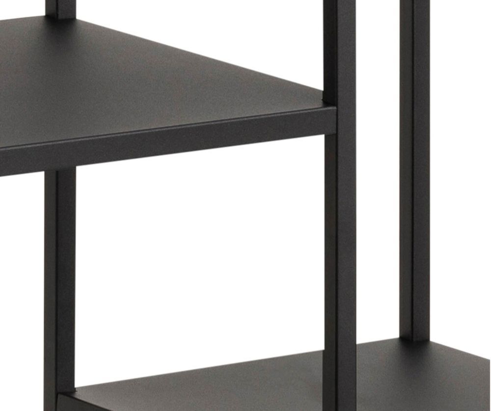 Newcastle Matt Black 3 Shelves Asymmetrical Bookcase 
