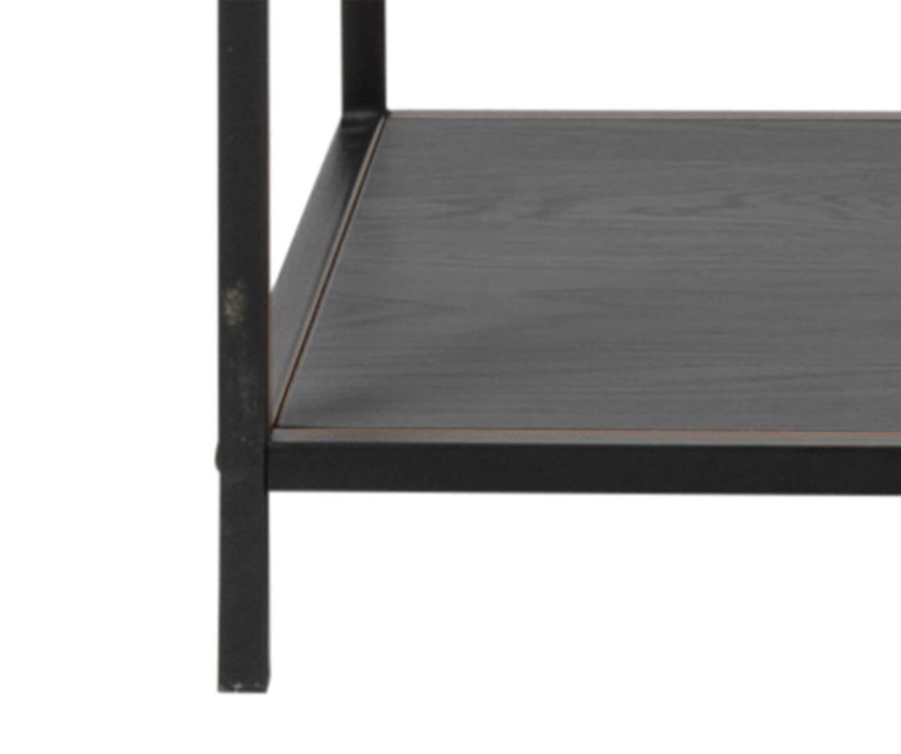 Seaford Black Metal Large Asymmetrical Bookcase with 5 Black Shelves