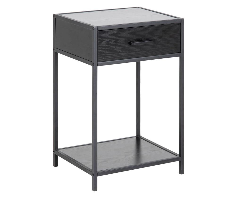 Seaford Black Bedside Table with 1 Drawer 