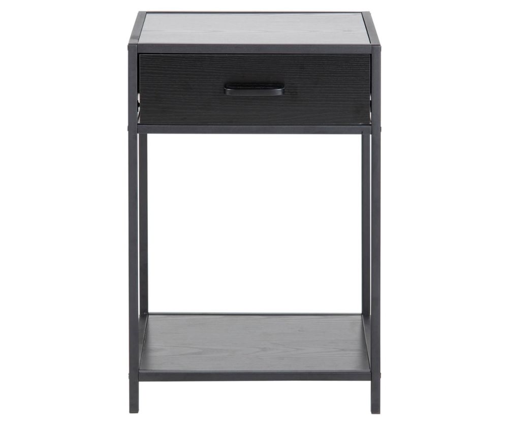 Seaford Black Bedside Table with 1 Drawer 