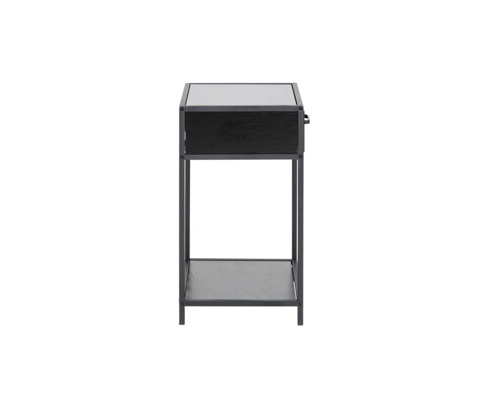 Seaford Black Bedside Table with 1 Drawer 