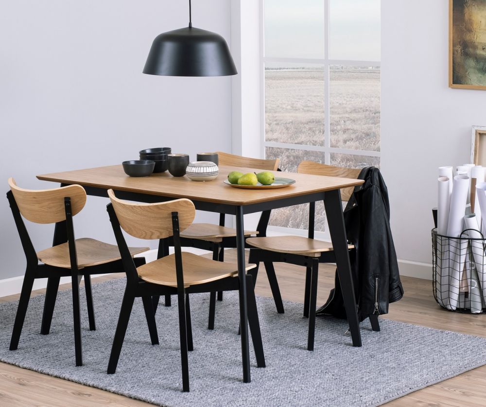 Roxby Oak And Black Dining Table 