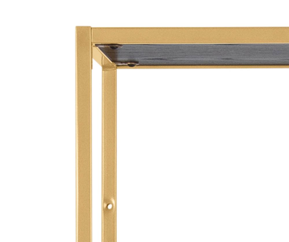 Seaford Tall Gold Metal Bookcase with 5 Black Shelves