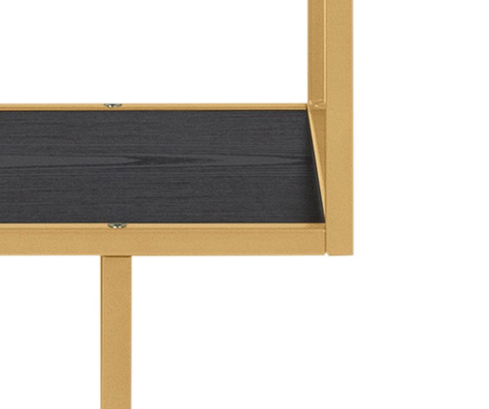 Seaford Tall Gold Metal Bookcase with 5 Black Shelves