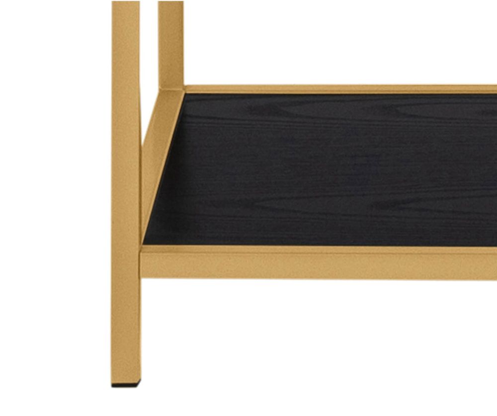 Seaford Tall Gold Metal Bookcase with 5 Black Shelves