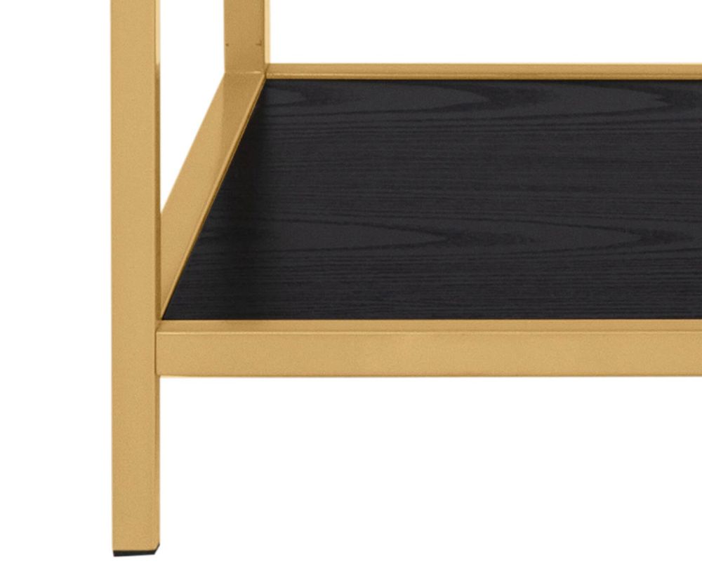 Seaford Wide Gold Metal Bookcase with 4 Black Shelves