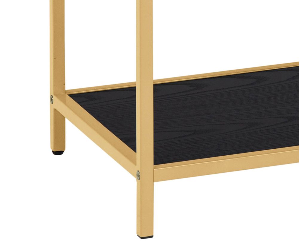 Seaford Wide Gold Metal Bookcase with 4 Black Shelves