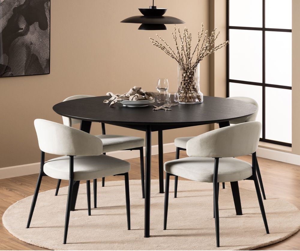 Roxby Black Round Dining Table 