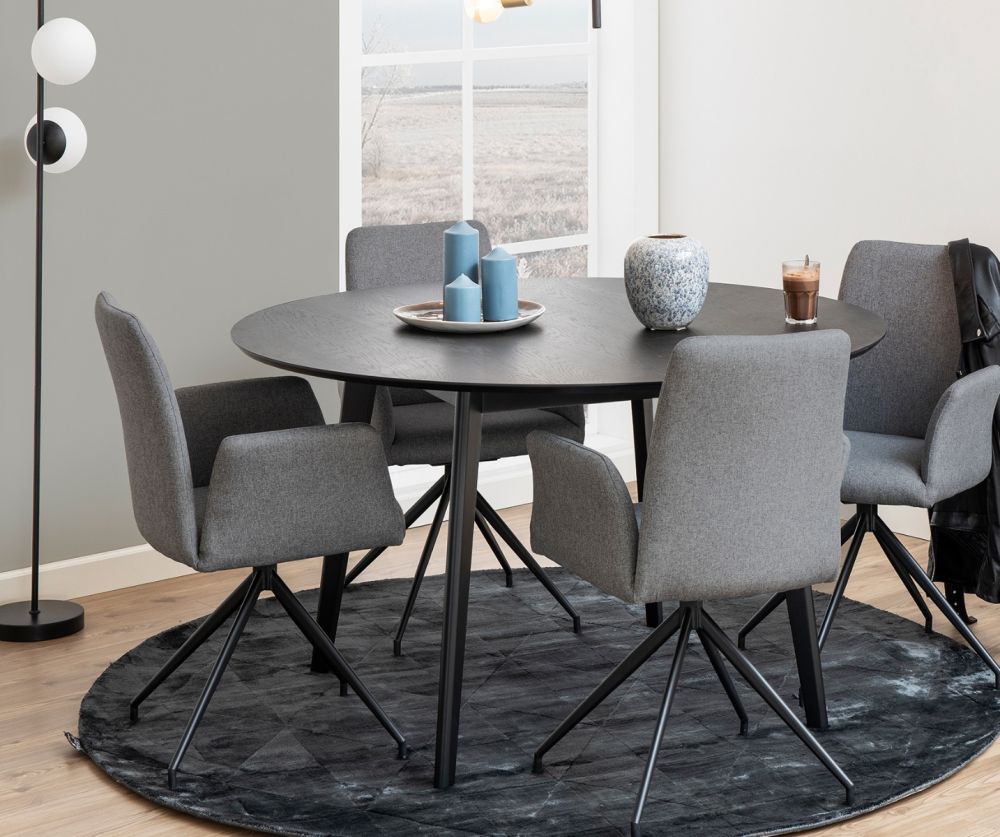 Roxby Black Round Dining Table 