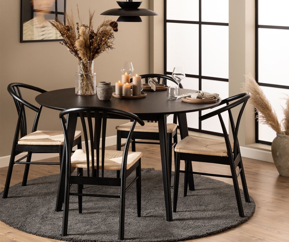 Roxby Black Round Dining Table 