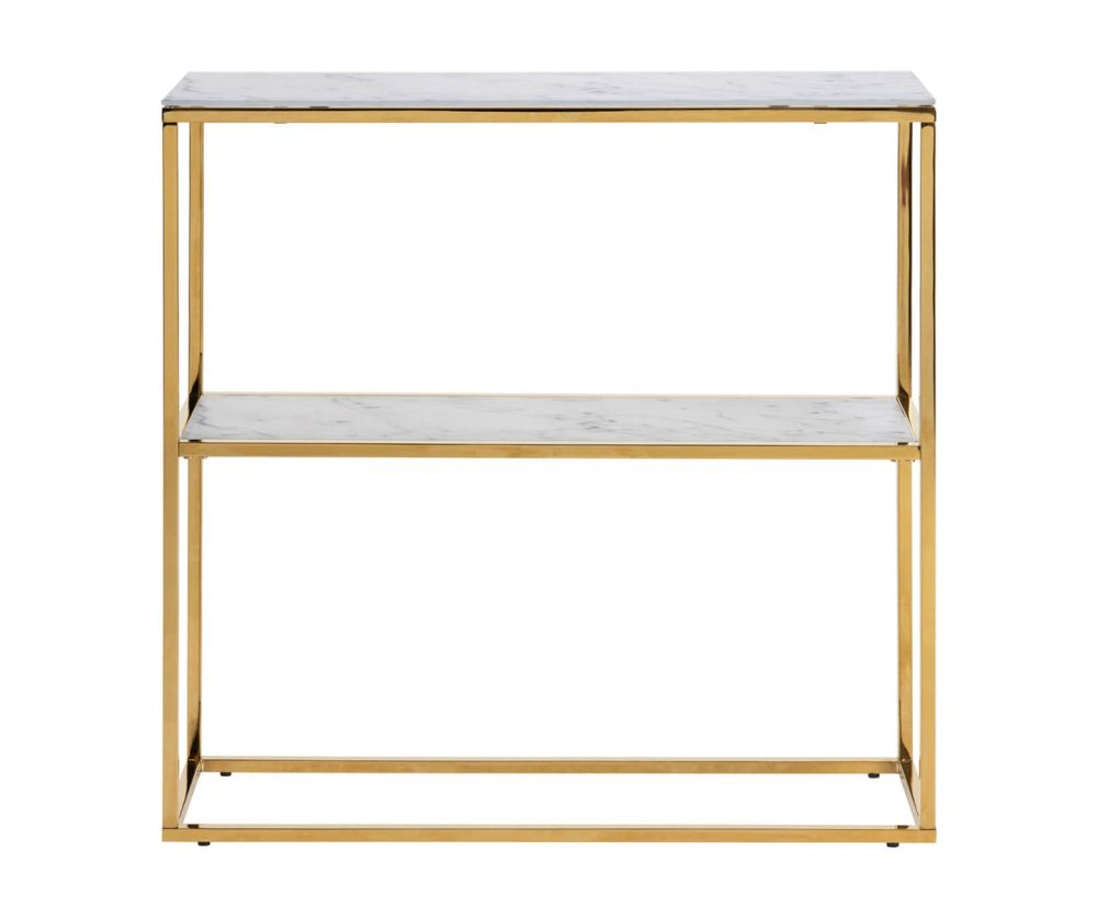 Alisma Console Table with Marble Effect Top And Gold Legs