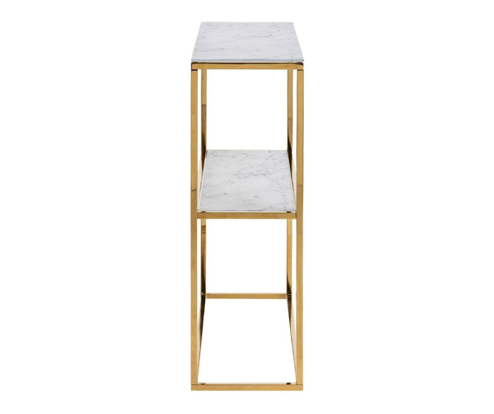 Alisma Console Table with Marble Effect Top And Gold Legs