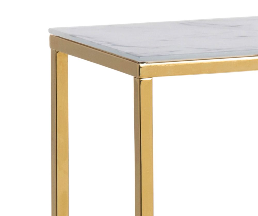 Alisma Console Table with Marble Effect Top And Gold Legs