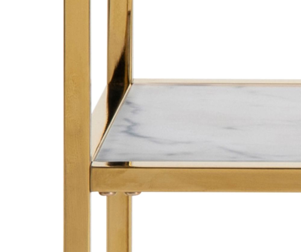 Alisma Console Table with Marble Effect Top And Gold Legs