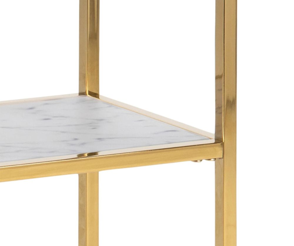 Alisma Console Table with Marble Effect Top And Gold Legs