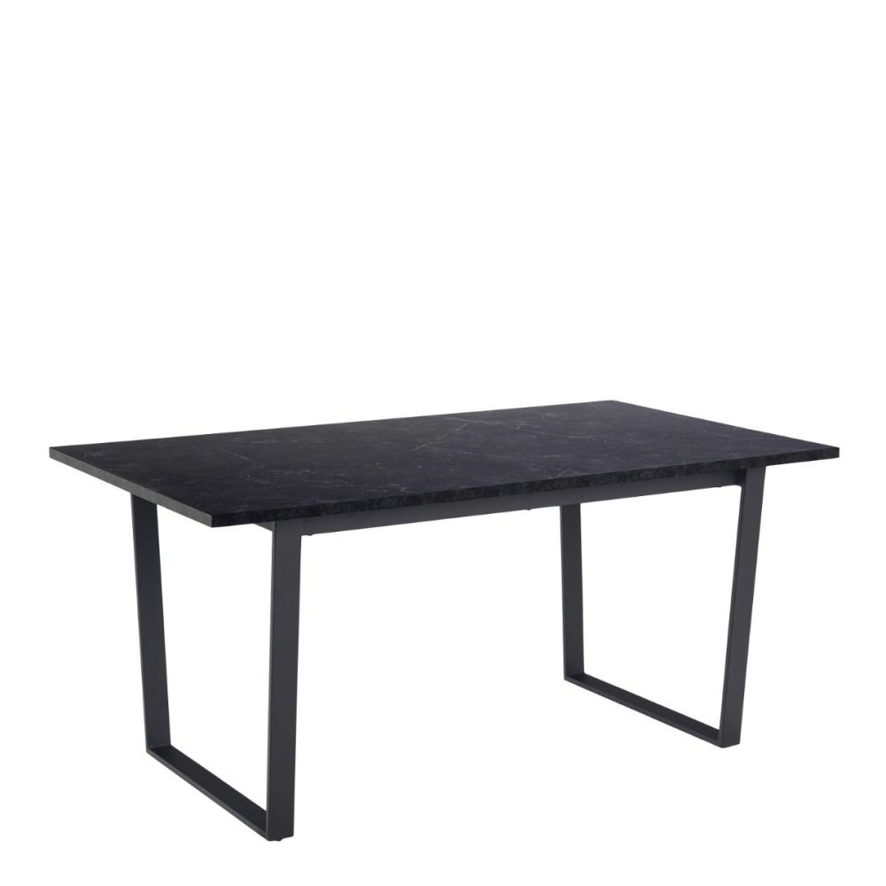 Amble Black Marble Melamine Top Dining Table With Black Legs 