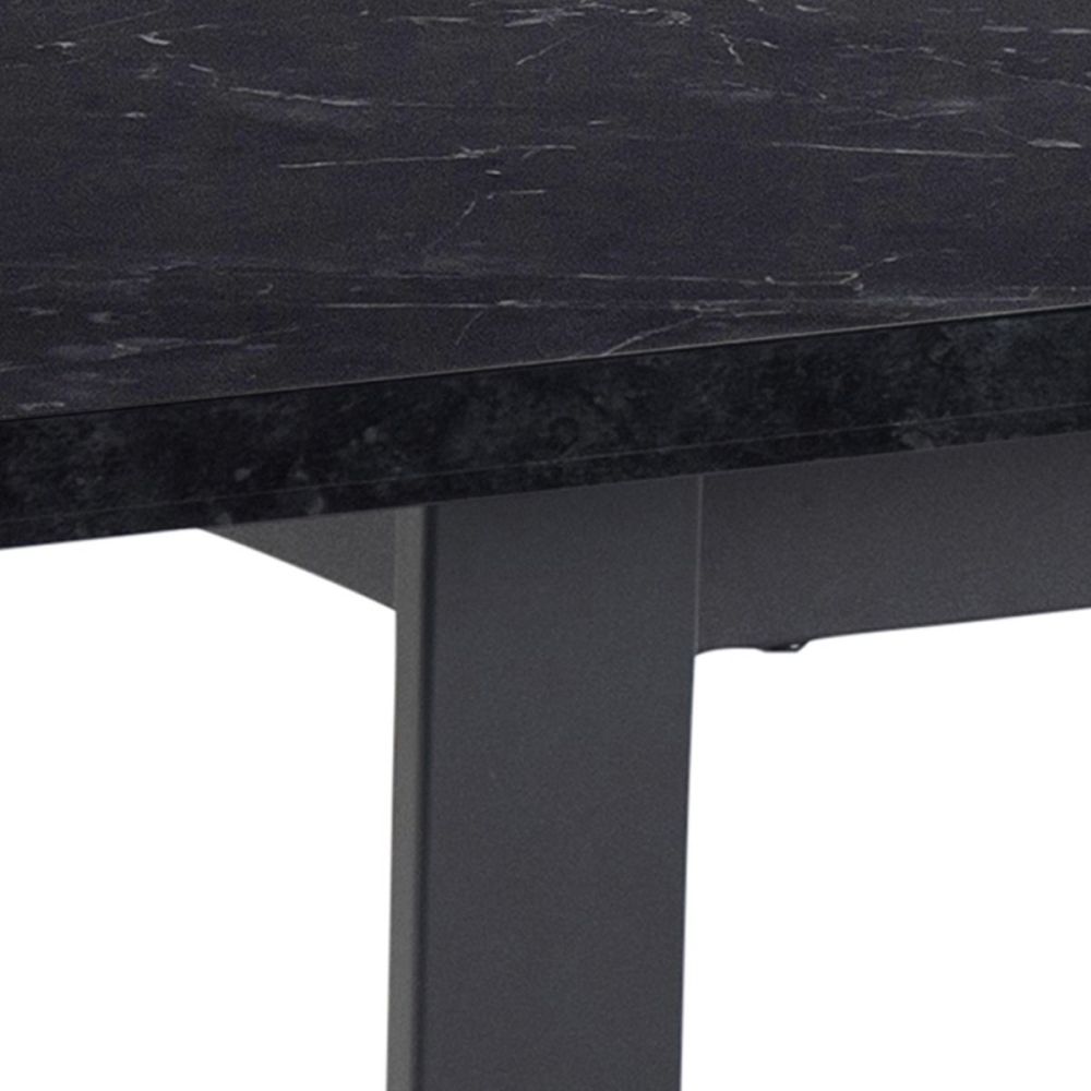 Amble Black Marble Melamine Top Dining Table With Black Legs 