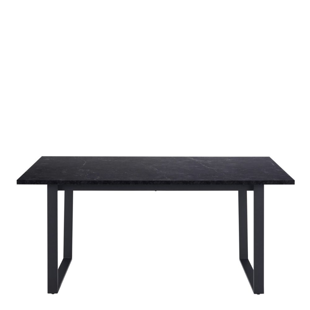 Amble Black Marble Melamine Top Dining Table With Black Legs 