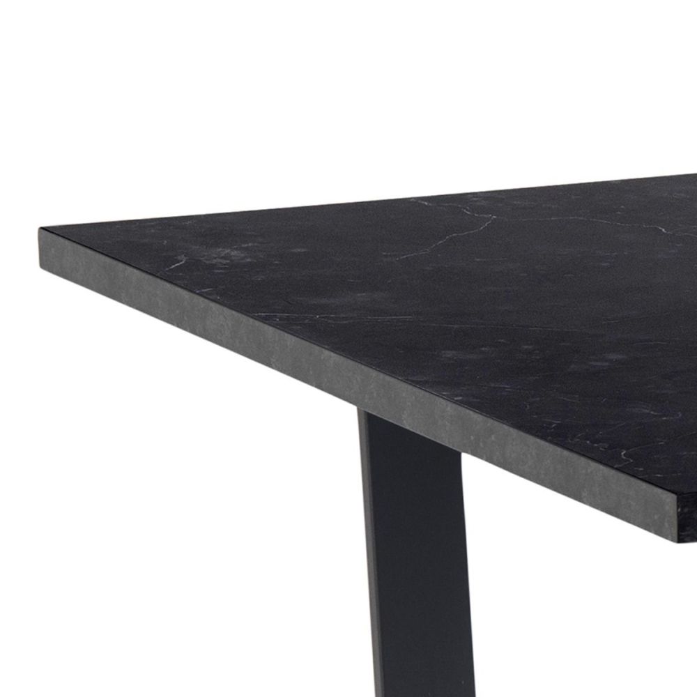 Amble Black Marble Melamine Top Dining Table With Black Legs 