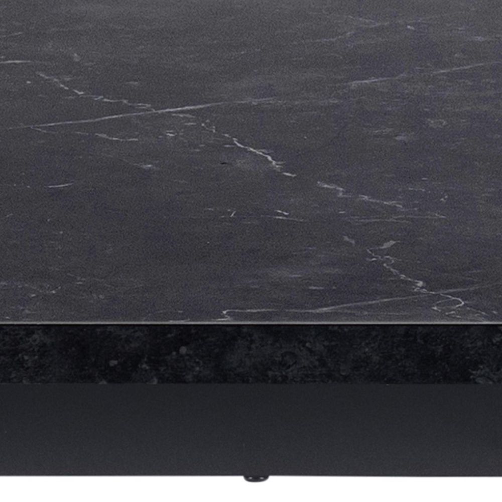 Amble Black Marble Melamine Top Dining Table With Black Legs 