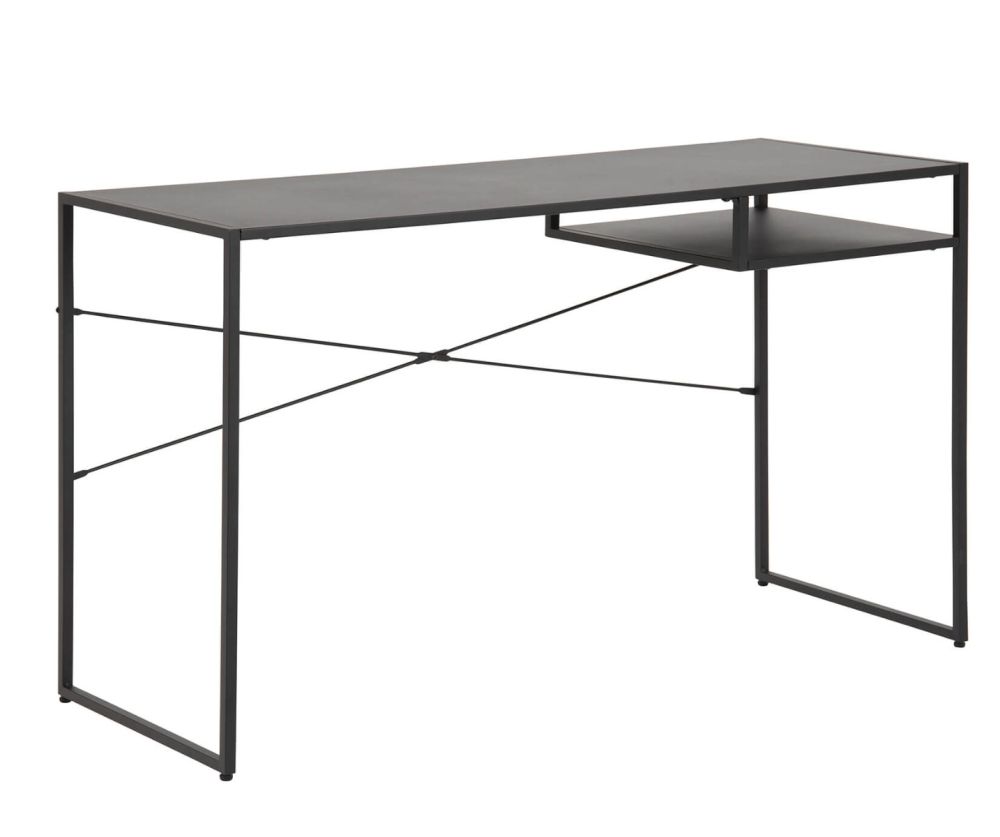 Newcastle Matt Black Open Shelf Office Desk 
