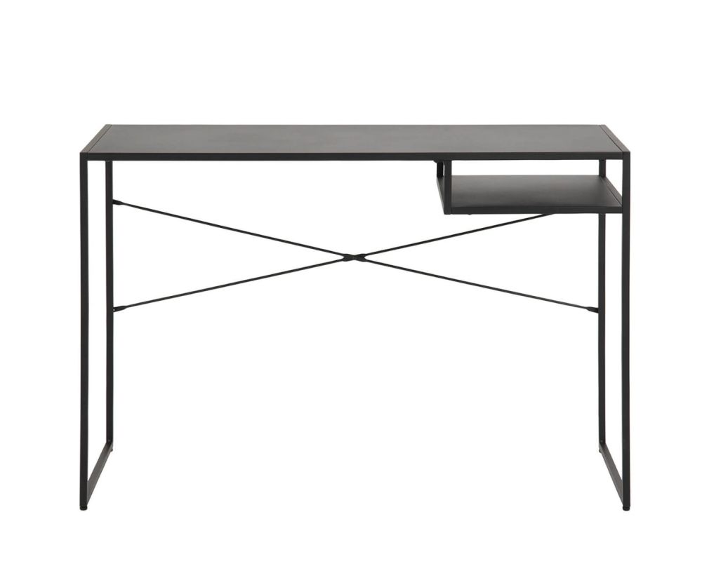 Newcastle Matt Black Open Shelf Office Desk 